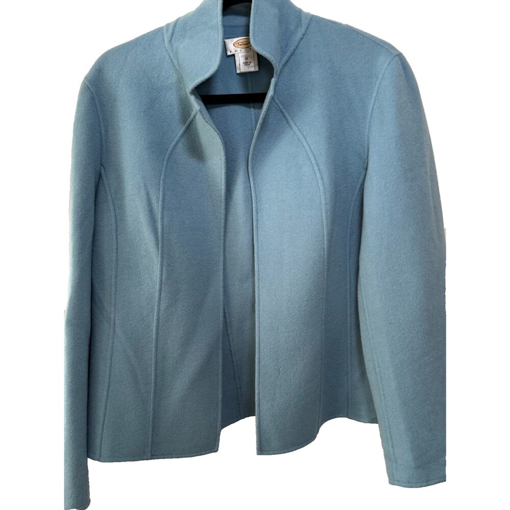 Talbots Quiet Luxury Blue 100% Wool Natural Fiber Blazer Jacket Petite Size 12P